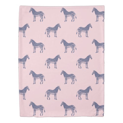 Cute Zebra Pattern Simple Pink Blue Illustration Duvet Cover