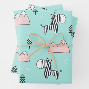 Cute Zebra Pattern Wrapping Paper Sheets