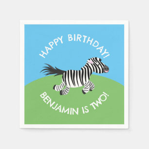 Cute zebra personalized cartoon birthday napkins