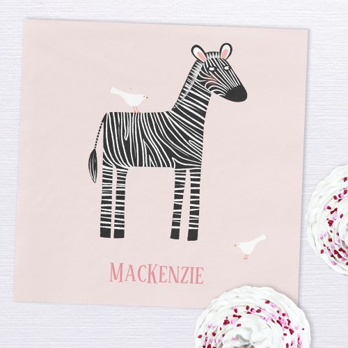 Cute Zebra Pink Party Napkins