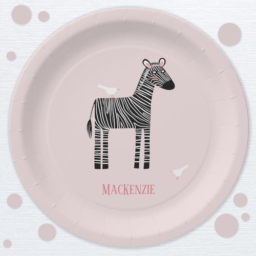 Cute Zebra Pink Party Paper Plates