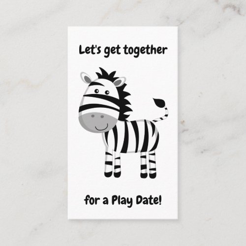 Cute Zebra Playdate Calling Card