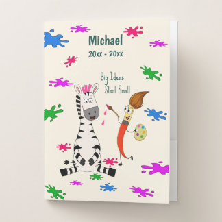 Cute Zebra Preschool Kids Pocket Folder