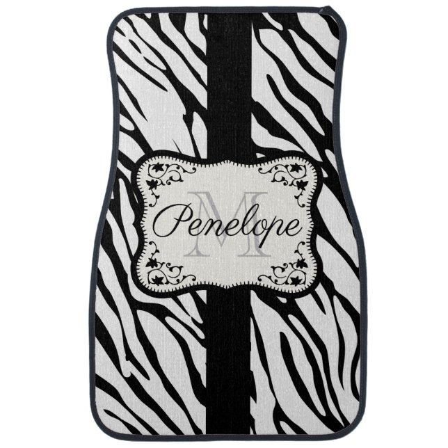 Cute Zebra Print Car Floor Mat (Front)