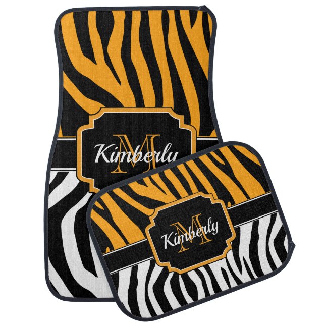 Cute Zebra Print Car Floor Mat (Set)