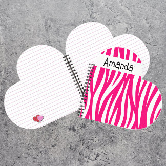 Cute Zebra Print Heart Shaped Notebook