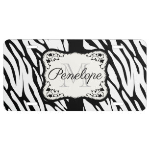 Cute Zebra Print License Plate