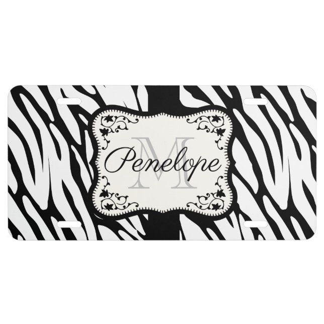 Cute Zebra Print License Plate (Front)