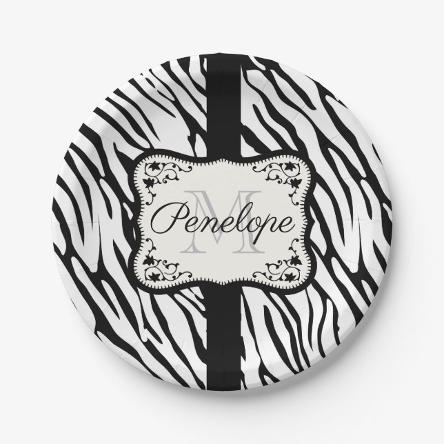 Cute Zebra Print Paper Plates (Front)
