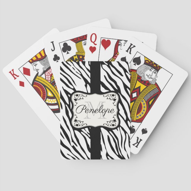 Cute Zebra Print Poker Cards (Back)