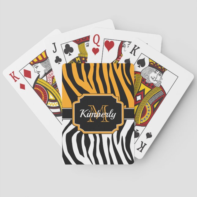 Cute Zebra Print Poker Cards (Back)