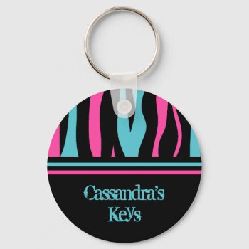 Cute Zebra Print With Your Name Keychain by TheHopefulRomantic at Zazzle