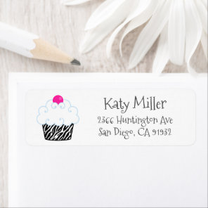 Cute Zebra Sprinkle Cupcake Girls Address Label