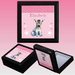Cute zebra stars add name pink keepsake gift box<br><div class="desc">Keepsake Gift Box for children.
Personalize with a name.
Featuring a cute zebra,  polka dots and stars with the colors pink and white.</div>
