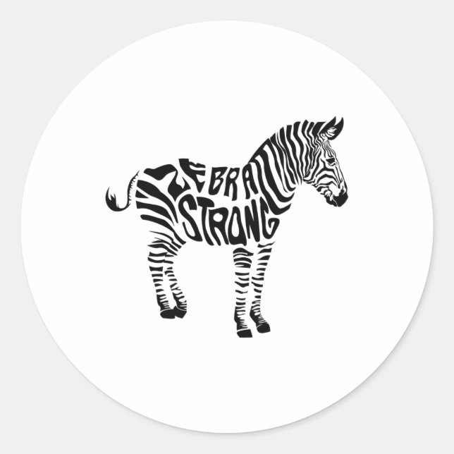 Cute Zebra Strong Ehlers Danlos Syndrome Awareness Classic Round Sticker (Front)