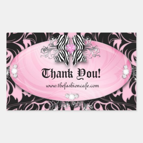 Cute Zebra Valentines Jewelry Bow Pink Rectangular Sticker