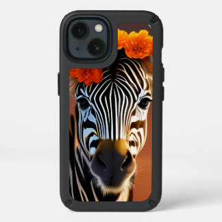 Cute Zebra wearing Orange Flowers Speck iPhone 13 Case