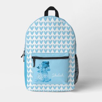 Cute Zebra with Hearts and Custom Name