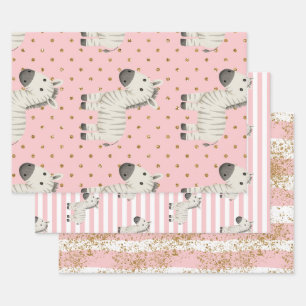 Cute zebra wrap pack wrapping paper sheets