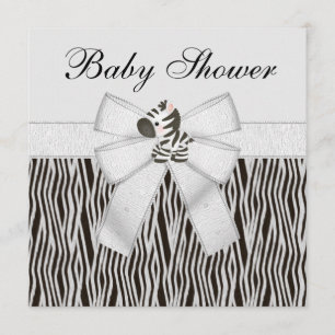 Cute Zebras & Animal Print Baby Shower Invitation