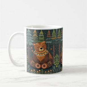 Cute Zen Bear in Woods Wildlife Animal Nature Art Coffee Mug
