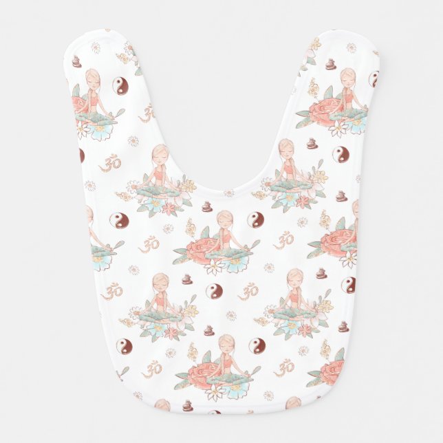 Cute Zen Yoga Meditation Lotus Namaste Pastel Baby Bib (Front)