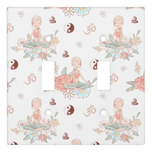 Cute Zen Yoga Meditation Lotus Namaste Pastel Light Switch Cover