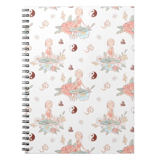 Cute Zen Yoga Meditation Lotus Namaste Pastel Notebook (Front)