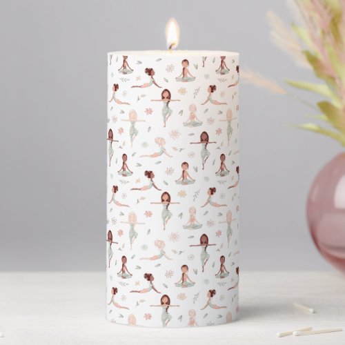 Cute Zen Yoga Meditation Lotus Tree of Life Design Pillar Candle