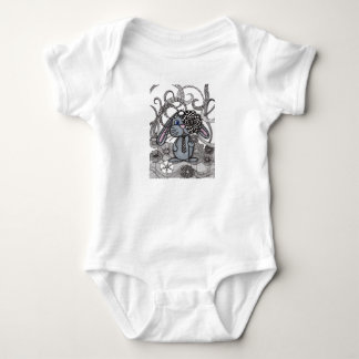 Cute Zentangle Bunny Graphic Baby Bodysuit