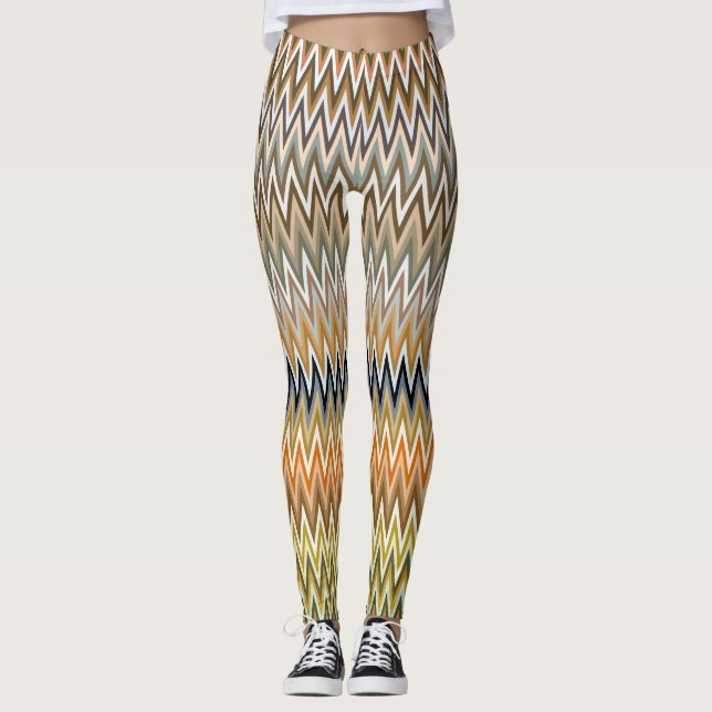 CUTE Zigzag Multicolor Pattern Leggings (Front)