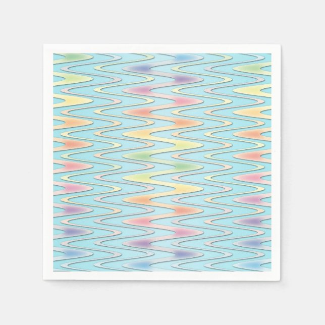 Cute Zigzag Pastel Rainbow Colored Napkins (Front)