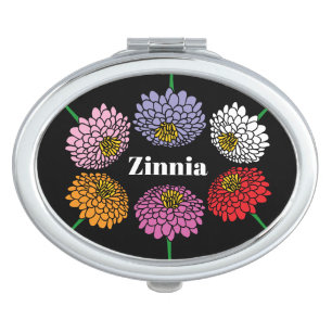 Cute Zinnia flower floral drawing custom Compact Mirror