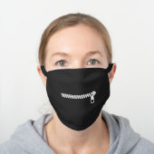 Cute zipper mouth social distancing black cotton face mask (Worn)