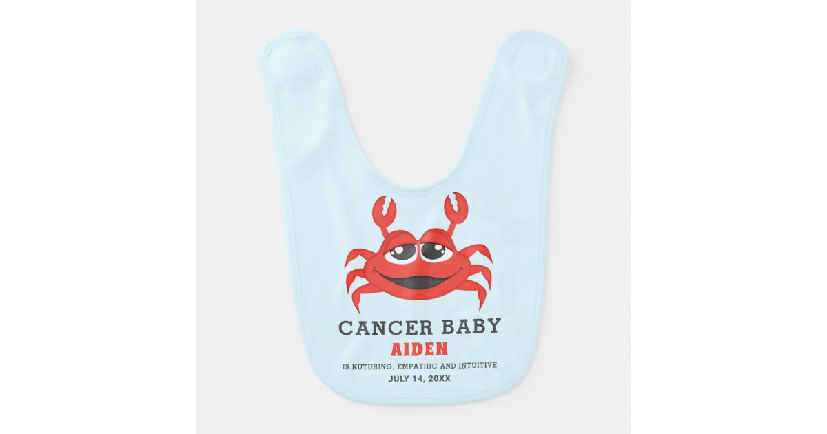 Cute Zodiac Cancer Crab Blue Boy Baby Bib | Zazzle.com