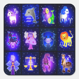 Cute Zodiac Characters Square Sticker