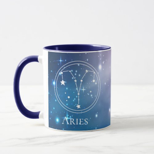 Cute Zodiac Sign ARIES Purple Blue Name Monogram Mug