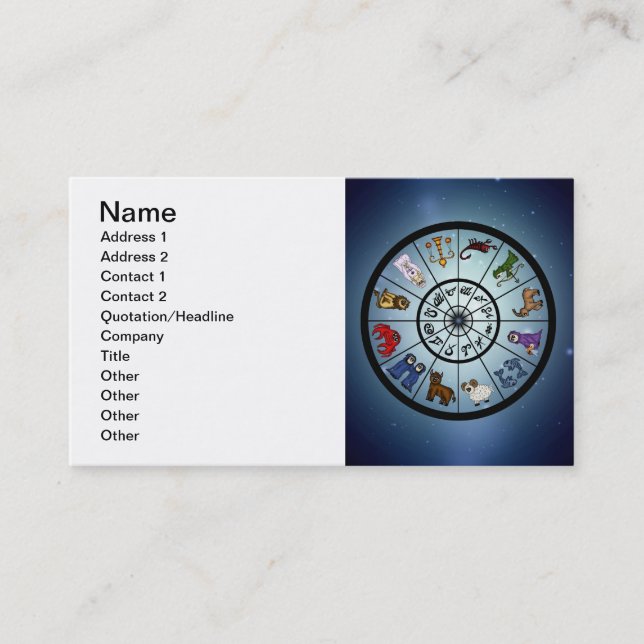cute zodiac sign business cards (Front)