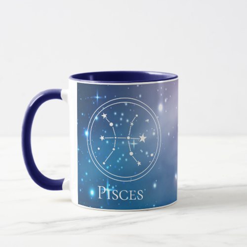 Cute Zodiac Sign PISCES Purple Blue Name Monogram Mug