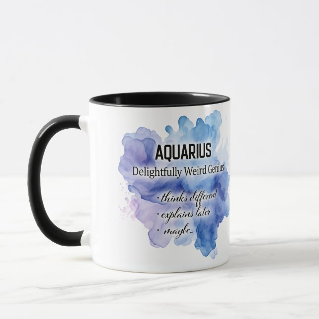 Cute Zodiac Sign Traits/ Aquarius Wrap  Mug (Left)