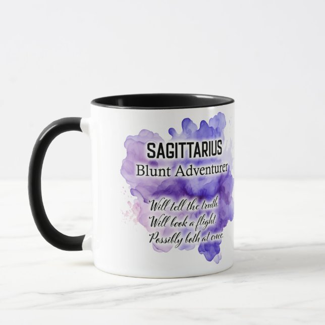 Cute Zodiac Sign Traits/ Sagittarius Wrap  Mug (Left)