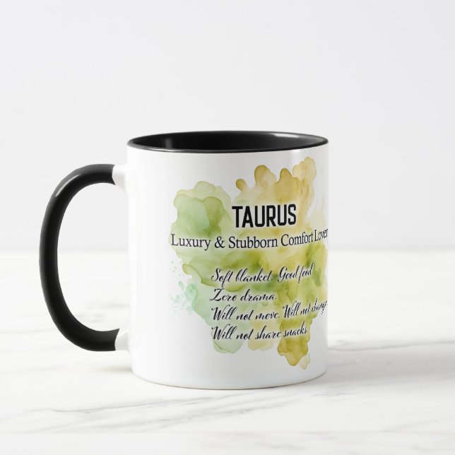 Cute Zodiac Sign Traits/ Taurus Wrap  Mug (Left)