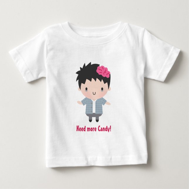 Cute Zombie Boy, Candy, Baby Halloween Baby T-Shirt (Front)