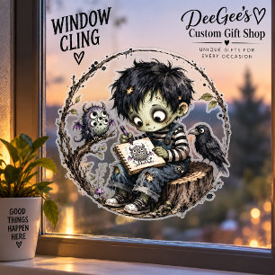 Cute Zombie Boy Drawing Monster Halloween Window Cling