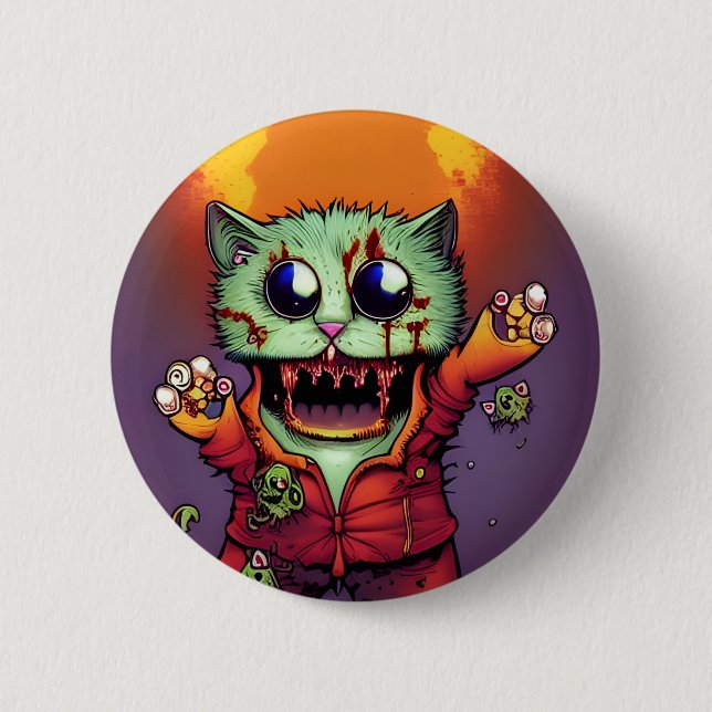 Cute Zombie Cat Button (Front)