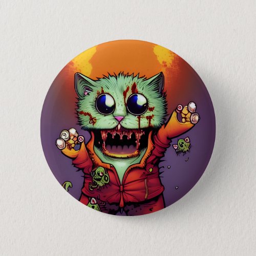 Cute Zombie Cat Button