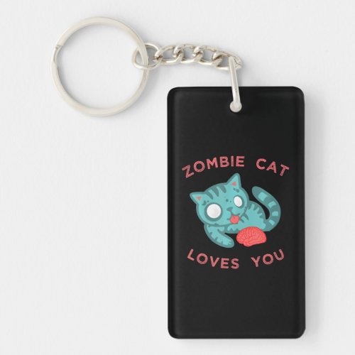 Cute Zombie Cat Loves You Kitten Apparel Keychain