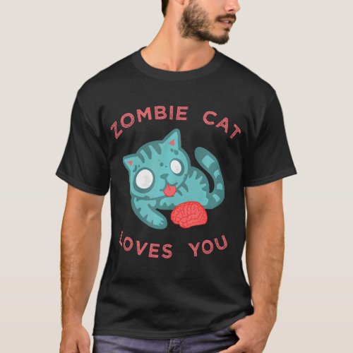 Cute Zombie Cat Loves You Kitten Apparel T_Shirt