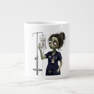 Cute Zombie ER Nurse Caffeine IV Drip Large Coffee Giant Coffee Mug