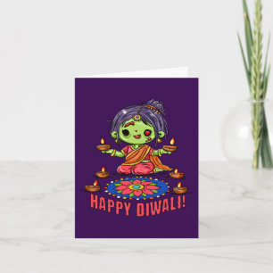 Cute Zombie Girl Celebrating Diwali Card